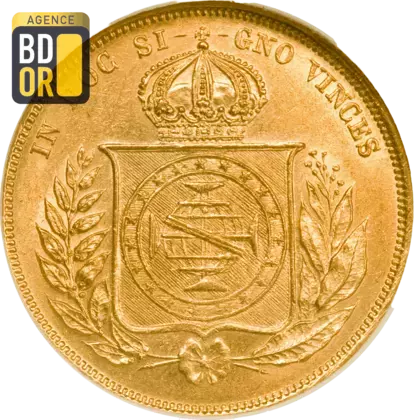 10000 Reis Or Pedro II  Brésil 1853 à 1889