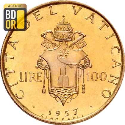 100 Lires Or Pie XII Armes