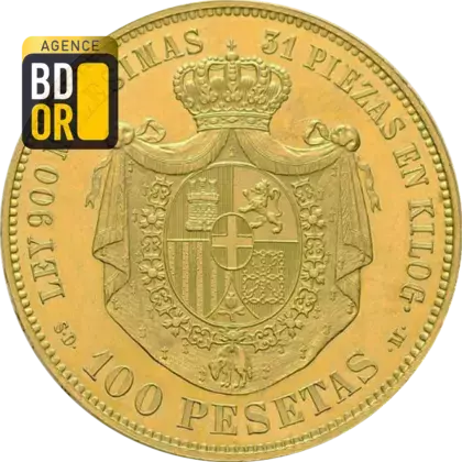 100 Pesetas Or Amédée Ier  100 Pesetas Or Amédée Ier