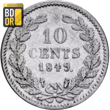 10 Cents argent 1848-1849 Willem II