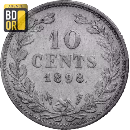 10 Cents Argent 1898-1901 Wilhelmina petite tête
