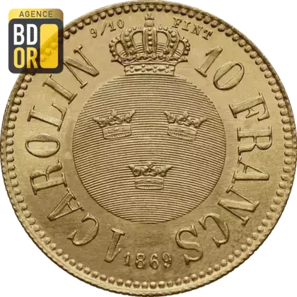 10 Francs Or Carl XV Adolf