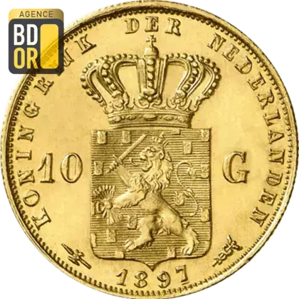 10 Gulden Or Wilhelmina Jeune