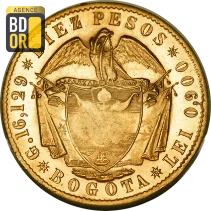 10 Pesos Or Colombie 1857-1858