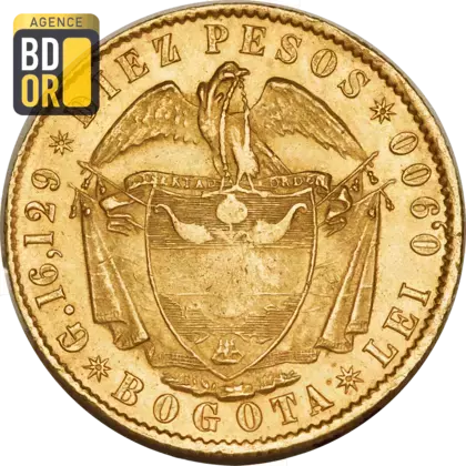 10 Pesos Or Colombie 1858-1862