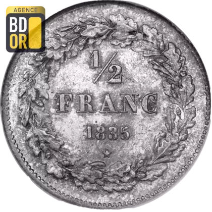 Demi franc Léopold Ier Tête Laurée 1833-1844 