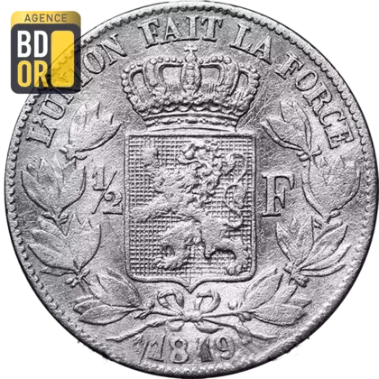 Demi franc Léopold Ier Tête Nue 1847-1950 