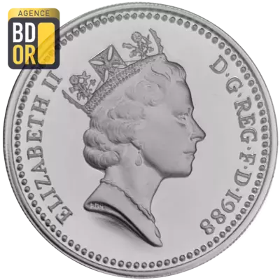 1 livre Elizabeth II 3e effigie, blason royal, argent, piÃ©fort