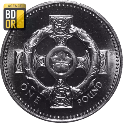 1 livre Elizabeth II 3e effigie, croix celtique, argent