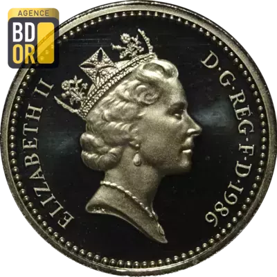 1 livre Elizabeth II 3e effigie, lin nord-irlandais, argent, piéfort 1 livre Elizabeth II 3e effigie, lin nord-irlandais, argent, piéfort