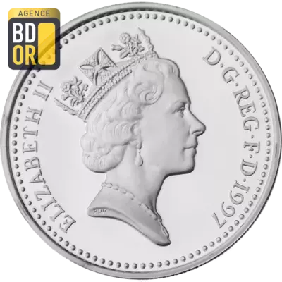 1 livre Elizabeth II 3e effigie, lions anglais, argent