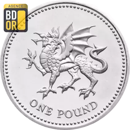 1 livre Elizabeth II 4e effigie, dragon gallois, argent