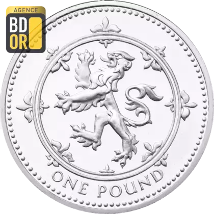 1 livre Elizabeth II 4e effigie, lion écossais, argent 1 livre Elizabeth II 4e effigie, lion écossais, argent