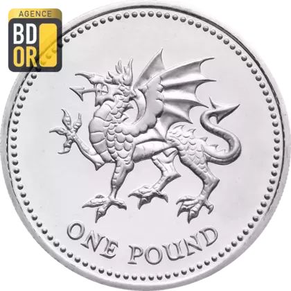 1 Pound - Elizabeth II Dragon gallois ; Piedfort argent