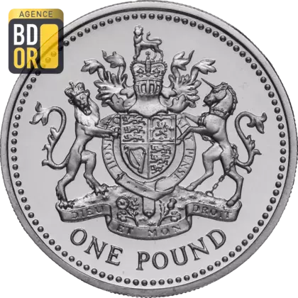 1 Pound - Elizabeth II Royal Arms; Silver Piedfort