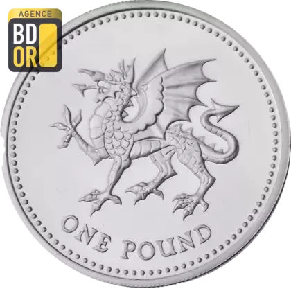 1 Pound - Elizabeth II Welsh Dragon; Silver Piedfort