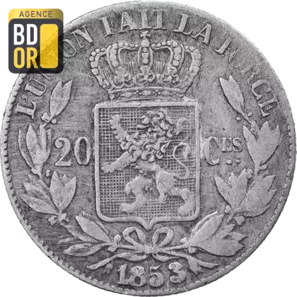 20 centimes Léopold Ier tête nue 1852-1858