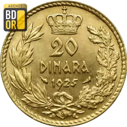 20 Dinars Or Aleksandar Ier 20 Dinars Or Aleksandar Ier
