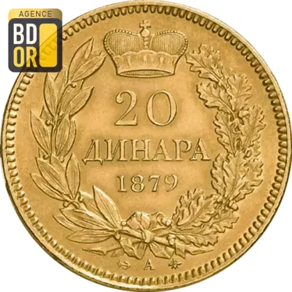 20 Dinars Or Milan IV 1879