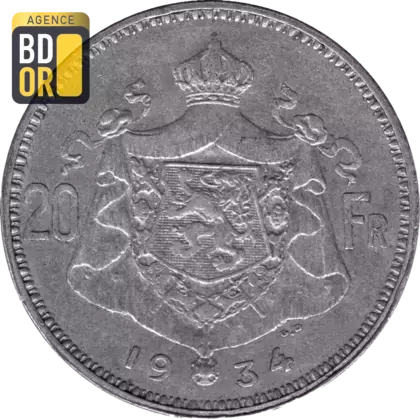 20 Francs Albert Ier 1933-1934