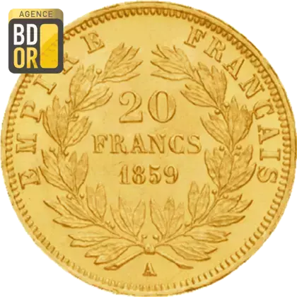 20 Frs Or Napoléon III, tête nue