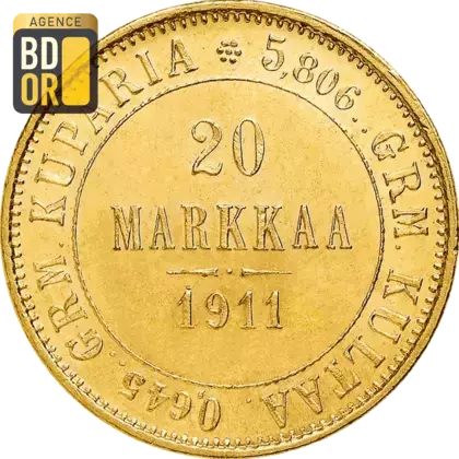20 Markkaa Or 1878 à 1913