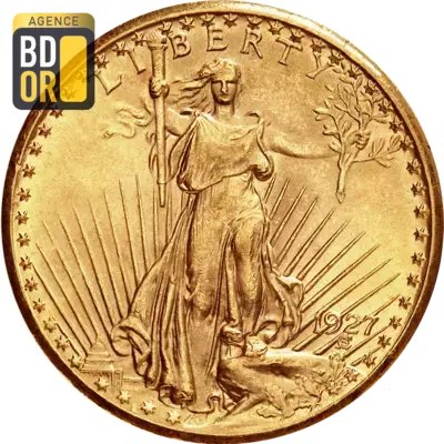 20$ Or Saint-Gaudens avec devise