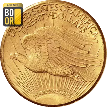 20$ Or Saint-Gaudens avec devise