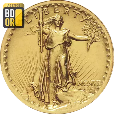20$ Or St Gaudens Haut Relief