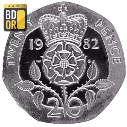  20 pence Elizabeth II 2e effigie, argent, piéfort