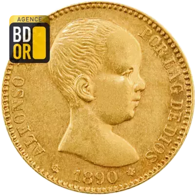 20 Pesetas Or 1887 Ã  1890