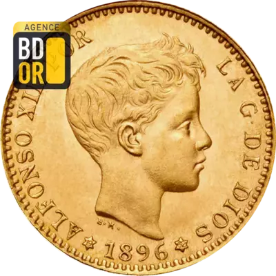 20 Pesetas Or 1896 Ã  1899
