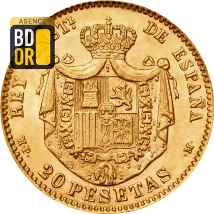 20 Pesetas Or 1896 à 1899
