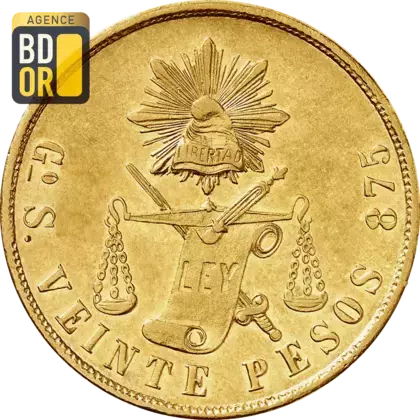20 Pesos Or 1870 à 1905