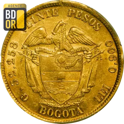 20 Pesos Or Colombie 1859