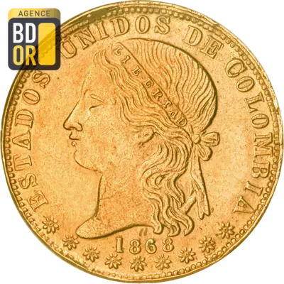 20 Pesos Or Colombie 1862-1878