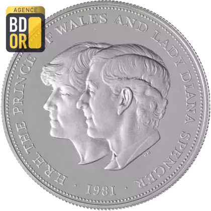 25 nouveaux pence Mariage du prince Charles et de Lady Diana Spencer argent