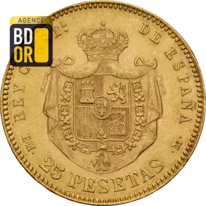 25 Pesetas Or 1876 à 1881