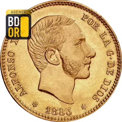 25 Pesetas Or 1881 Ã  1885