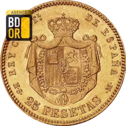 25 Pesetas Or 1881 à 1885