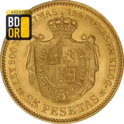 25 Pesetas Or - Amédée Ier