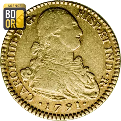 2 Escudos Or Carlos IV Colombie 1791-1806