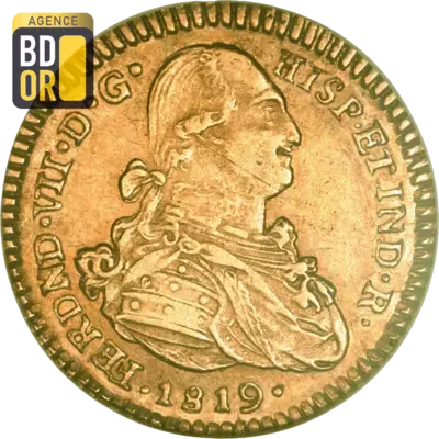 2 Escudos Or  Ferdinand VII Colombie 1808-1819