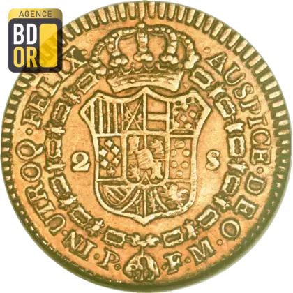 2 Escudos Or  Ferdinand VII Colombie 1808-1819