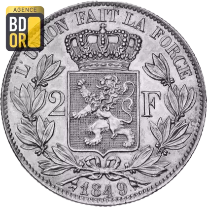 2 francs Léopold Ier Tête Nue 1848-1865