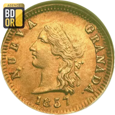 2 Pesos Or Colombie 1857-1858 