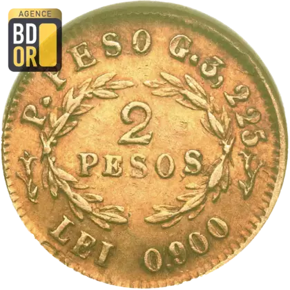 2 Pesos Or Colombie 1857-1858 