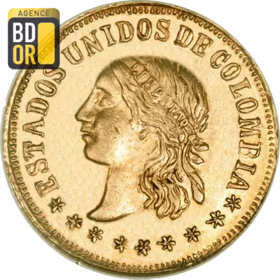 2 Pesos Or Colombie 1863