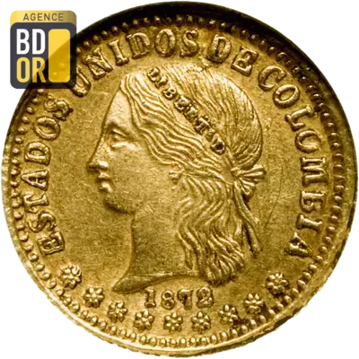 2 Pesos Or Colombie 1871-1876