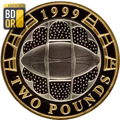 2 Pounds - Elizabeth II 4th portrait; Rugby World Cup 1999 - Silver Proof